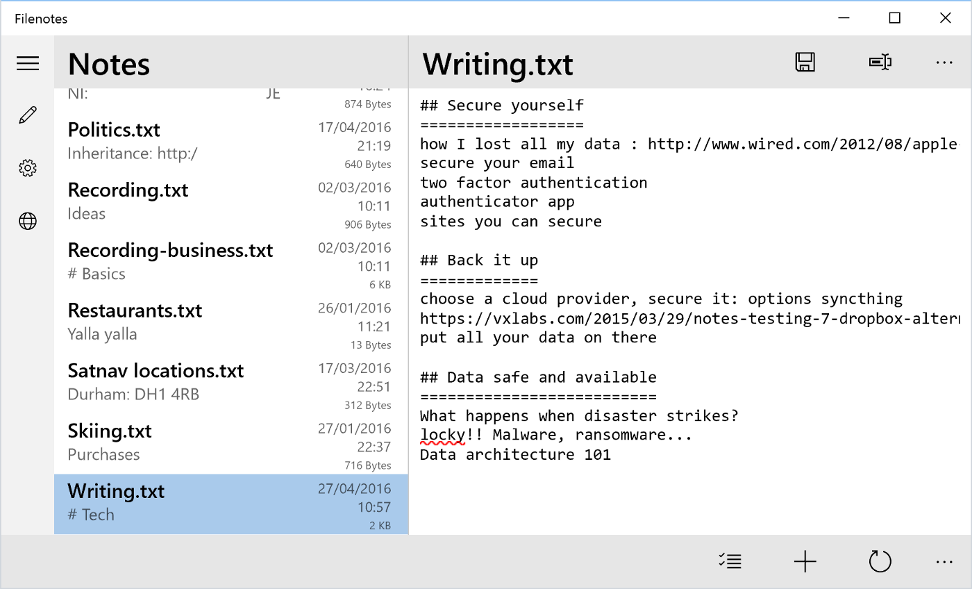 Filenotes for Windows